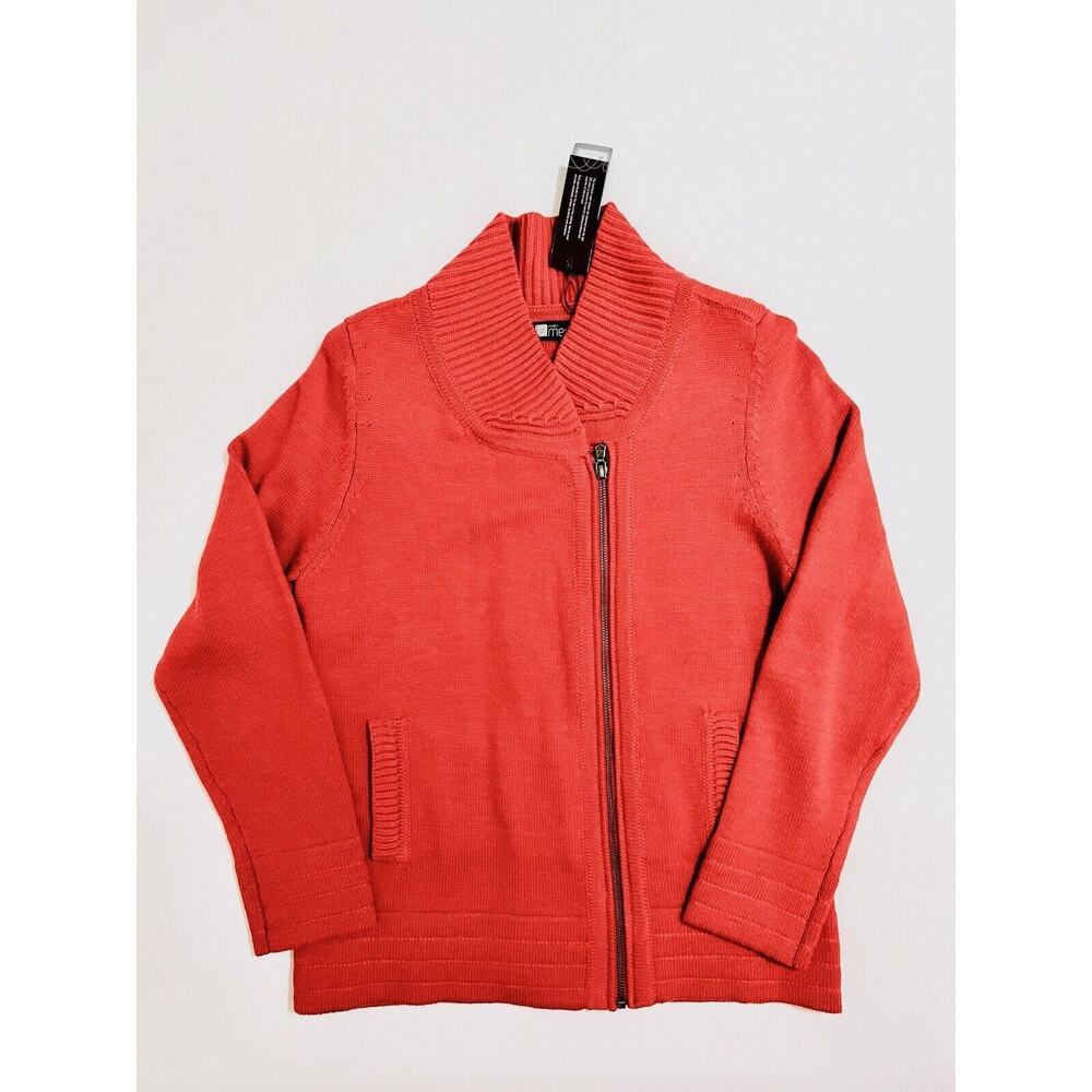 Toorallie Merino Wool Sweater Women 12 Orange Selwin Zipper Jacket